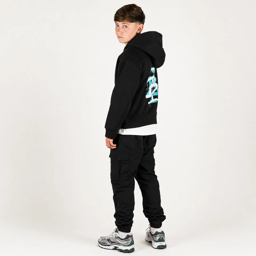 Junior Tonali Hoodie - Black/Aqua - Image 3